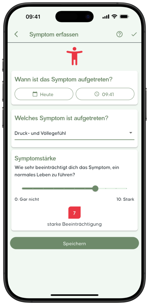 Symptomeingabe Screenshot
