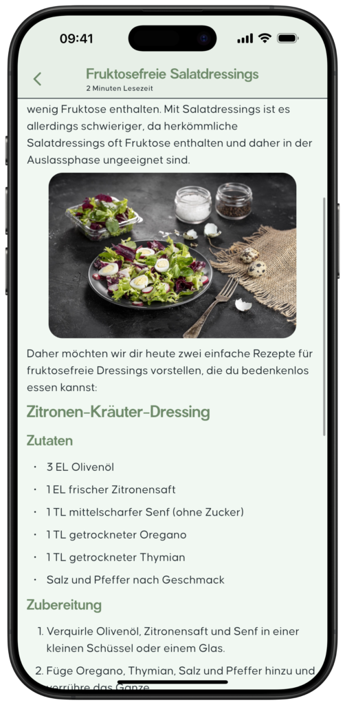 Informationstext Fruktosefreie Salatdressings