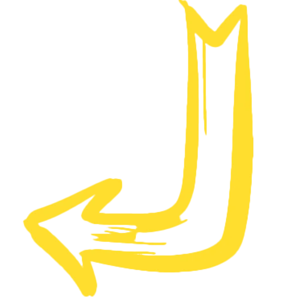 Gelber gebogener Pfeil nach unten Links